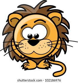 Cartoon cute lion, vector