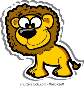 Cartoon cute lion, vector