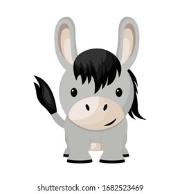 Cartoon cute little baby donkey, vector illustration