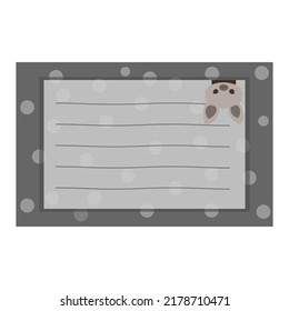 Cartoon cute little bat sticky note. Memo, sticker, label empty for text. Little animal to do list card. Isolated on white background, vector, illustration, EPS10