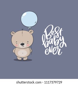 Cartoon Cute Little Bear. Baby Shower Illustration