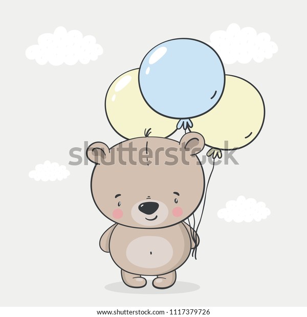 Download Cartoon Cute Little Bear Baby Shower Stock Vector (Royalty ...