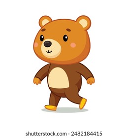 Cartoon cute little bear walking vector