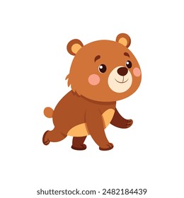 Cartoon cute little bear walking vector