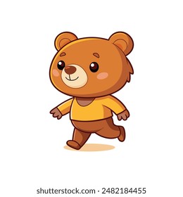 Cartoon cute little bear walking vector