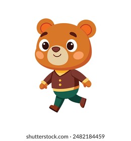Cartoon cute little bear walking vector