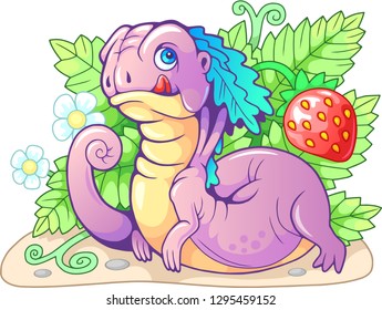 cartoon cute little berry dragon funny illustration