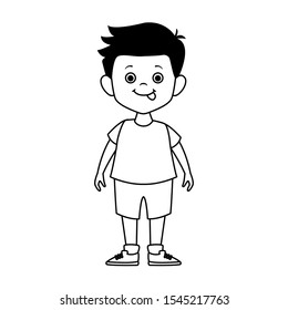 cartoon cute little boy icon over white background, vector illustration