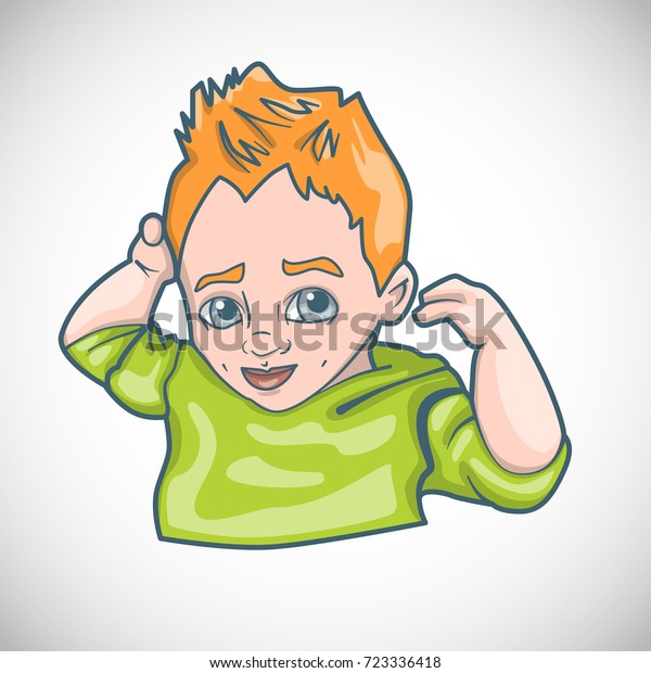 Cartoon Cute Little Boy Orange Hair Stock Image Download Now