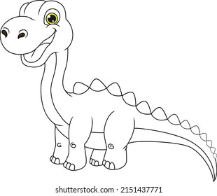 Cartoon cute little brontosaurus dinosaur vector art and illustration