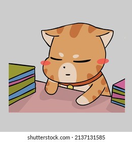 cartoon cute little cat happy