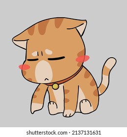 cartoon cute little cat happy