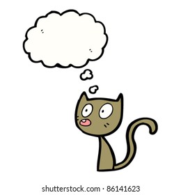 cartoon cute little cat with thought bubble