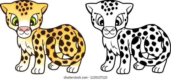 cartoon cute little cheetah, design funny illustration