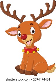 Cartoon cute little deer sitting