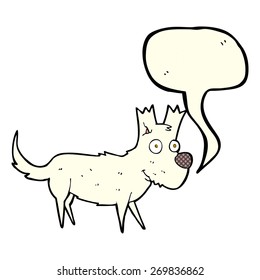 cartoon cute little dog with speech bubble