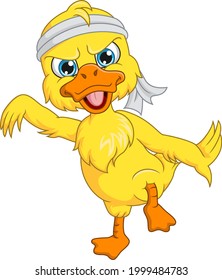 Cartoon cute little duck karate