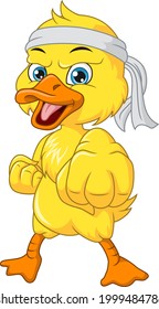 Cartoon cute little duck karate