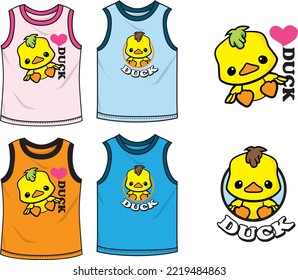 cartoon cute little duck for small children's clothing print design