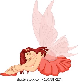 Cartoon cute little fairy sitting