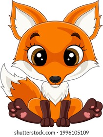 Cartoon cute little fox sitting