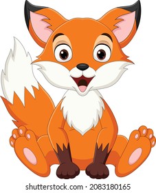 Cartoon cute little fox sitting