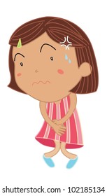Cartoon of a cute little girl