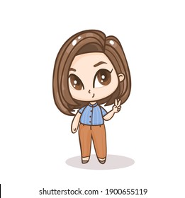 Cartoon Cute  Little Girl Vector    