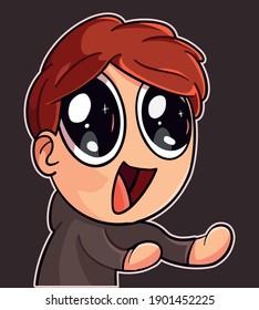 cartoon cute little hungry boy big eyes vactor illustration