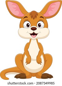 Cartoon cute little kangaroo on white background