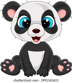 Cartoon cute little panda sitting
