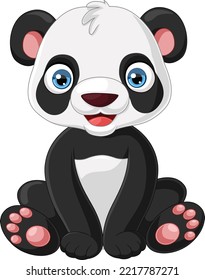 Cartoon cute little panda sitting