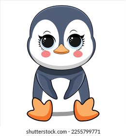 Cartoon Cute little penguin Vector illustration