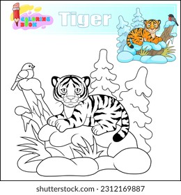 cartoon cute little tiger coloring book