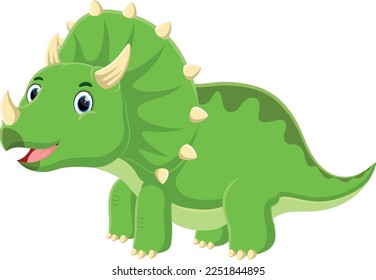 Cartoon cute little triceratops isolated on white background