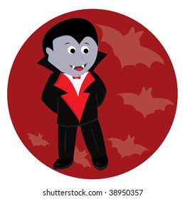 Cartoon cute little vampire. Vector illustration