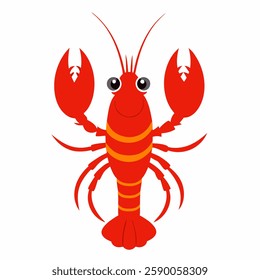 cartoon cute lobster. Colorful illustration seafood lobster on white background. Suitable for children's books ,sticker, mascot, logo. Pro Vector