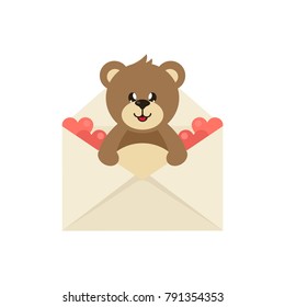 cartoon cute lovely bear in an envelope