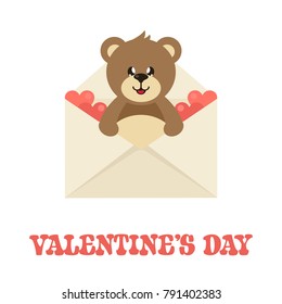 cartoon cute lovely bear in an envelope with text