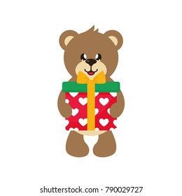 cartoon cute lovely bear with gift