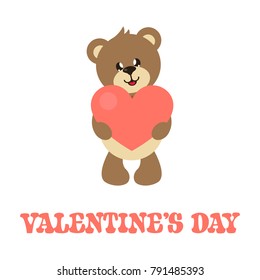 cartoon cute lovely bear with heart and text