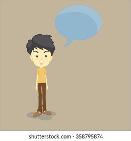 Cartoon cute man asian, Vector illustration