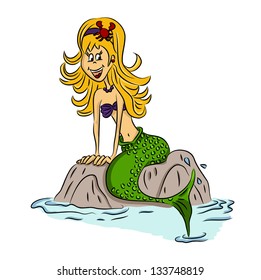 Cartoon cute mermaid (vector)