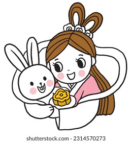 Cartoon cute Mid Autumn vector.