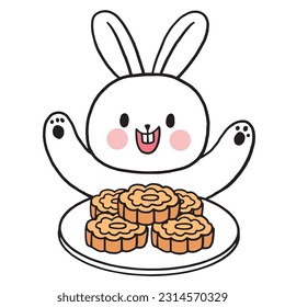 Cartoon cute Mid Autumn vector.