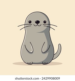 Cartoon cute minimal seal. Vector illustration.