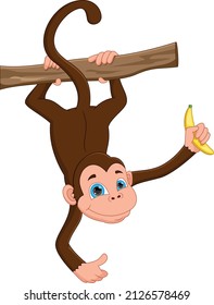 cartoon cute monkey with banana