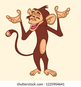 Cartoon cute monkey character. Vector illustration of funny chimpanzee