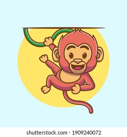 cartoon cute monkey having fun
