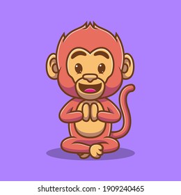 cartoon cute monkey having fun